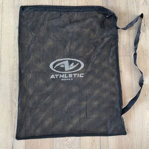 Athletic Works Mesh Sports Ball Bag Drawstring Shoulder Strap, Black